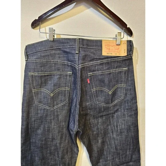 Levi's 501 Men's Original Fit Jeans Dark Indigo Denim, Straight Leg, Button - Picture 14 of 15